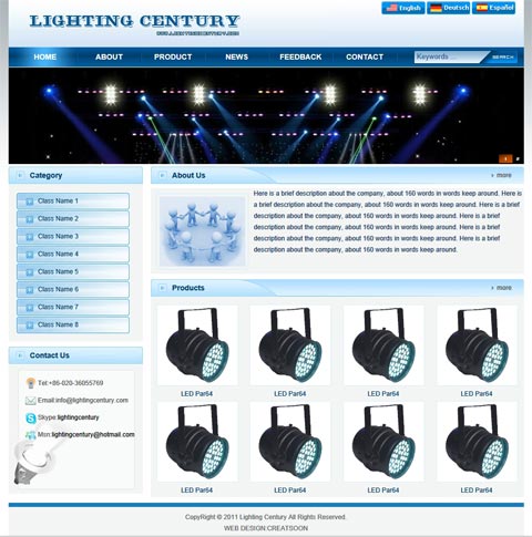 Lighting century网站效果截图